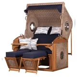 dekoVries GmbH Strandkorb deVries PURE® Sailor XL - PE white kubu - Dessin 197 - inkl. Schutzhülle