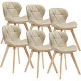 [en.casa] Esszimmerstuhl Älmhult 6-er Set 78x47x52 cm Kunstleder Beige