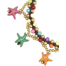 LASCANA Fußkette mit Anhänger Damen pink-blau-gelb-goldfarben-schwarz Gr.