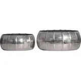 FineBuy FineBuy, Blumentopf, Pflanzgefäss 2er Set Pflanzkübel Metall Pflanzschale Rund Modern Punziert (39 cm)