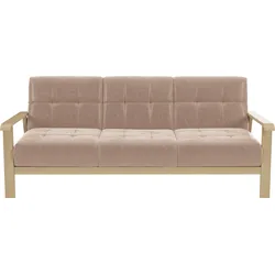 3-Sitzer SIT & MORE "Billund", beige, B:199cm H:88cm T:106cm, 100% Polyester, Sofas, Armlehnen aus Buchenholz in natur, verschiedene Bezüge und Farben