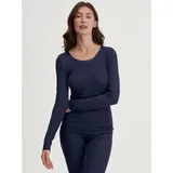 CALIDA Langarmshirt »True Confidence« Rundhals, Feinripp, atmungsaktiv, Wellensaum blau