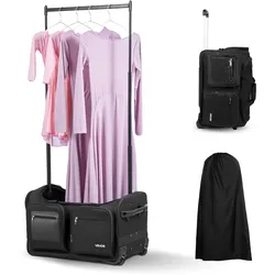 VEVOR Tanztasche mit Kleiderständer Rollgepäck Reise 620x450x380mm Schwarz
