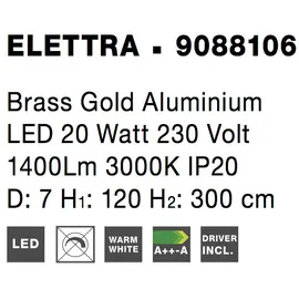 Nova Luce Elettra 1-flg. 300 cm gold