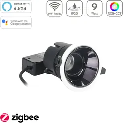 MiBoxer RGB+CCT LED Einbaustrahler Zigbee 3.0 + 2,4GHz blendfrei 9W Ø89,5mm FUT0...