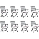 vidaXL Klappbare Gartenstühle 8 Stk. mit Kissen Massivholz Akazie