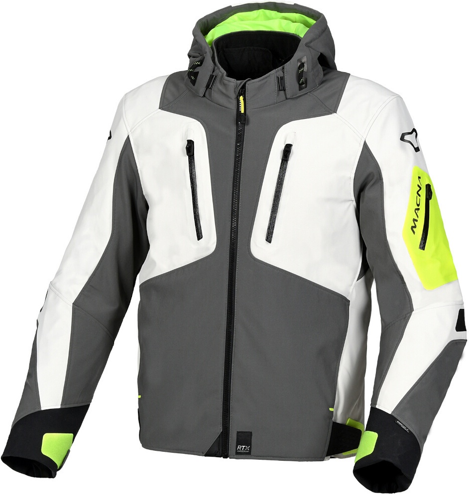 Macna Angle waterdichte motorfiets textiel jas, grijs-geel, 2XL Voorman