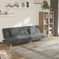 vidaXL Schlafsofa 2-Sitzer mit 2 Kissen Hellgrau Stoff