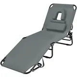 KOMFOTTEU Gartenliege Sonnenliege Strandliege klappbar, mit Gesichtsöffnung & abnehmbaren Kissen, bis150kg grau