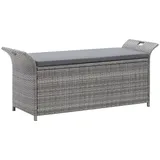 furnicato Gartenbank Sitzbank mit Stauraum und Kissen Grau 138 cm Poly Rattan (1-St) grau 138 cm x 60 cm