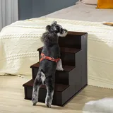 Haustiertreppe 4-stufige Hundetreppe Katzentreppe Einstiegshilfe MDF Dunkelbraun