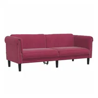 vidaXL Sofa 3-Sitzer Weinrot Samt