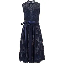 bonprix Dirndl mit Stickerei und Samtrock (2-tlg.Set), blau, 38, Satin