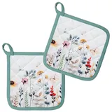 Clayre & Eef FOB45 Topflappen Weiß, Grun 20x20 cm