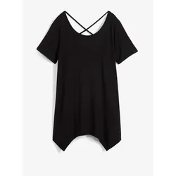 bonprix Zipfel Longshirt kurzarm, schwarz, 56/58 (3XL), Viskose