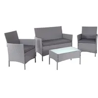 Mendler Poly-Rattan Garten-Garnitur HWC-D82, Sitzgruppe Lounge-Set ~ grau mit Kissen anthrazit