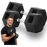 xtrexo TREXO Hex gummierte Kurzhantel 27,5 kg schwarz