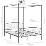 vidaXL Himmelbett 140 x 200 cm Grau