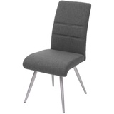 Mendler 2er-Set Esszimmerstuhl HWC-G55, Küchenstuhl Stuhl, Stoff/Textil Edelstahl gebürstet ~ grau-braun