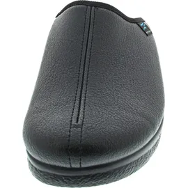 FLY FLOT Herren Hausschuh Pantoffel Schlupfschuh gepolsterte Lederdecksohle, Größe:47 EU, Farbe:Schwarz - Schwarz - 47