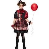 Spooktacular Creations Gruseliges Clown-Kostüm für Mädchen, verdrehtes Clown-Kleid-Kostüm, gruseliges Narrenkostüm für Mädchen-S