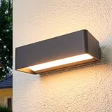 LUCANDE LED-Außenwandleuchte Midvig, dunkelgrau, eckig, IP65