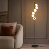Wylolik 6-Kugel-Stehlampe mit weißem Glasschirm, Moderne Luxus-Stehlampen, Eck-Leselampe, vertikale Stehlampe, Atmosphäre, Steh-Stehlampen, dekorative hohe Lampen für Wohnzimmer, Marmorsockel