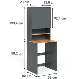 Vicco Waschmaschinenschrank Viktor 68 x 88,2 x 60 cm Anthrazit/Goldkraft Eiche
