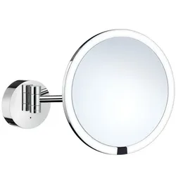 Smedbo Outline Kosmetikspiegel Wandmodell mit LED-Beleuchtung, Akkubetrieben, 7-fach Vergrösserung, Kosmetikspiegel, chrom
