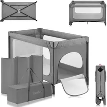 lionelo Jasmin Easy FoldReisebett für Kinder bis zu 15 kg von 0 bis 36 Monaten Schaumstoffmatratze T25, 2 Höhenstufen, Einfaches Zusammenfalten Easy Fold, Seiteneinstieg, Rollen