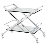 Casa Padrino Luxus Bar Trolley Servierwagen Edelstahl / Glas 77x48 x H. 76 cm - Luxus Hotel & Restaurant Einrichtung Möbel