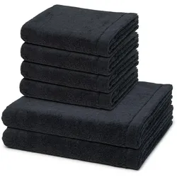 Cawö Lifestyle Handtuch-Set - 6-teilig Schwarz 