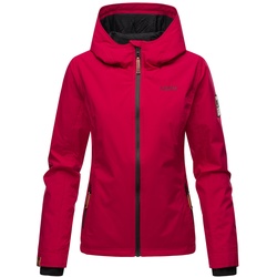 MARIKOO Damen Sportliche Outdoorjacke Übergangs Regenjacke mit Kapuze Brombeere
