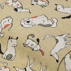 Dekostoff Comic-Hunde "Lorena", natur-color