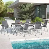 Kettler Basic Plus Gartenmöbel-Set 7-tlg Tisch 220x100cm Dunkelgrau|Hellgrau