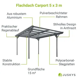 Juskys Carport 5 x 3 m mit Flachdach