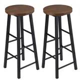 Woltu Barhocker 2er Set Bistrohocker, Gestell aus stabilem Stahl, Sitzfläche aus MDF, Dunkelbuche