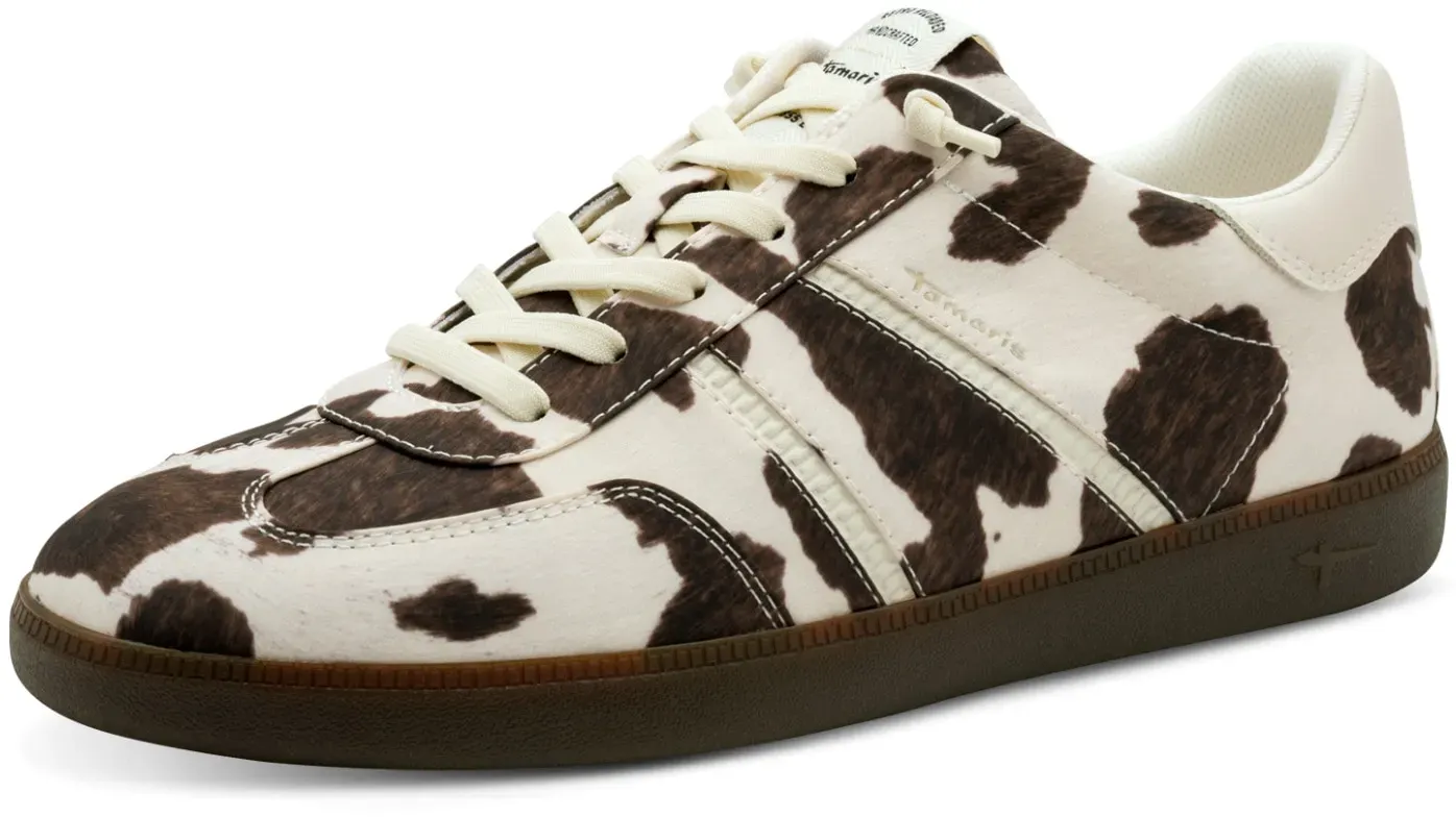 Slip-On Sneaker TAMARIS, Damen, Gr. 39, braun (cow print), Lederimitat, Textil, Schuhe, Freizeitschuh, Halbschuh, Schnürschuh im Kuh-Style