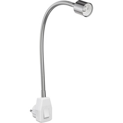 ledscom.de Steckdosenleuchte / Leselampe LESCH, Schwanenhals, chrom/weiß, 1x GU10 max. 10W