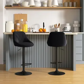 Homcom Barhocker 2er-Set Höhenverstellbar Schwarz