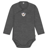 normani Outdoor Sports Merino Baby-Body langärmeliger Wickelbody in Anthrazit | Gr.: 80