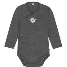normani Outdoor Sports Merino Baby-Body langärmeliger Wickelbody in Anthrazit | Gr.: 80