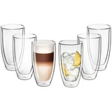 Gerlach 1760 Doppelwandige Gläser 6er Set Thermogläser 350 ml Kaffeegläser Teegläser Latte Macchiato Gläser Flow