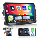 GONFEN 8 Kern Android 13 Autoradio für Renault Dacia Duster Logan Sandero Dokker mit Wireless Carplay Android Auto Bluetooth 5.0 WiFi 4G DAB+OBD DVR