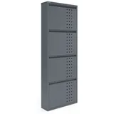 Kaufexpress GmbH Schuhschrank Metall-Schuhregal „Dublin“ mit 4/5 Klappen, Modernem Lochmuster Platzsparender Schuhschrank aus Metall mit moderner Front“ grau