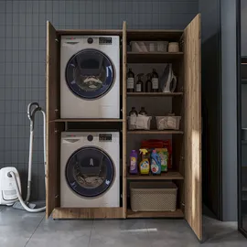 roomartstore.de Dora-II Waschmaschinenschrank 130 x 0 x 0 cm Weiß