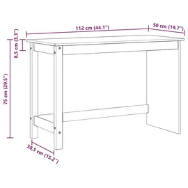 vidaXL Schreibtisch Braun 112 x 50 x 75 cm Massivholz Kiefer