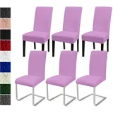 Stuhlhussen 6er Set Stuhlbezüge Moderne Stretch Stuhlhussen Universal Husse Abnehmbare Stuhlbezug Waschbarer Abdeckung Esszimmer Dekoration Spannbezug,für Hotel und Hochzeit Partys(6er Set, Violet)-C