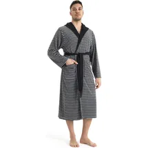KangaROOS Herrenbademantel KANGAROOS "Luana, ideal für Sauna & Spa, Hotelbademantel, Morgenmantel" Gr. S, schwarz (schwarz, grau), L:120cm, Leichtfrottier, Hausmäntel, Streifen - Bademantel für Herren, gestreift, S-4XL