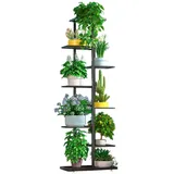 ESSOSWAY Blumenständer Pflanzenständer - Indoor - Pflanzenregal Blumentreppe Blumenregal Metall - 8 Etagen - 142 cm Schwarz